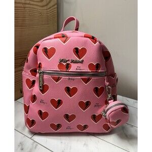 Betsey Johnson Valentines Backpack Purse Pink Red Pouch NEW